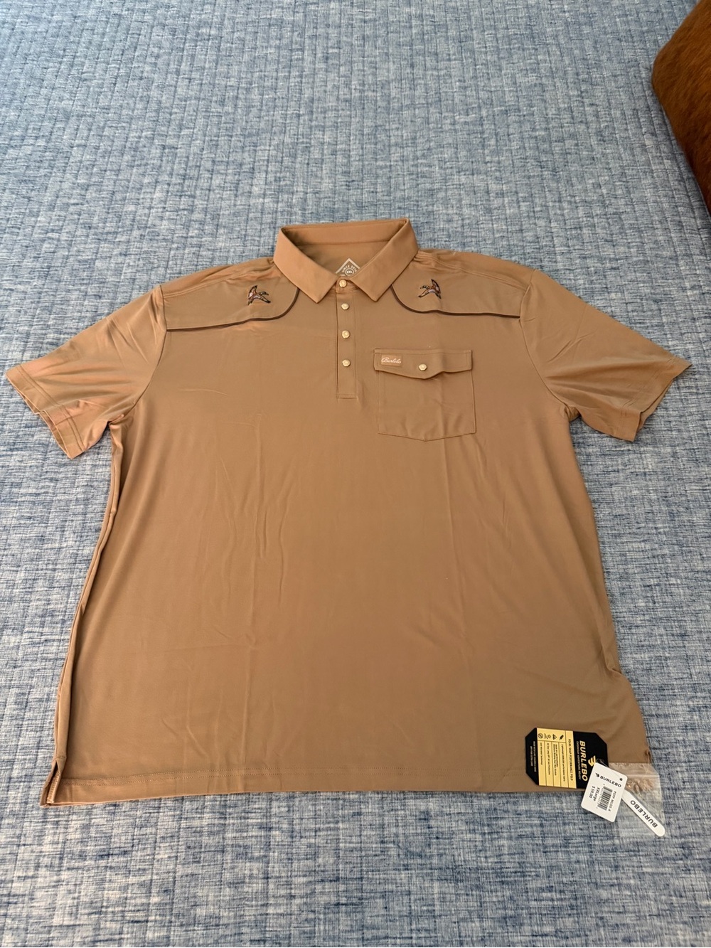 BURLEBO Men's Short Sleeve Polo - Brown
